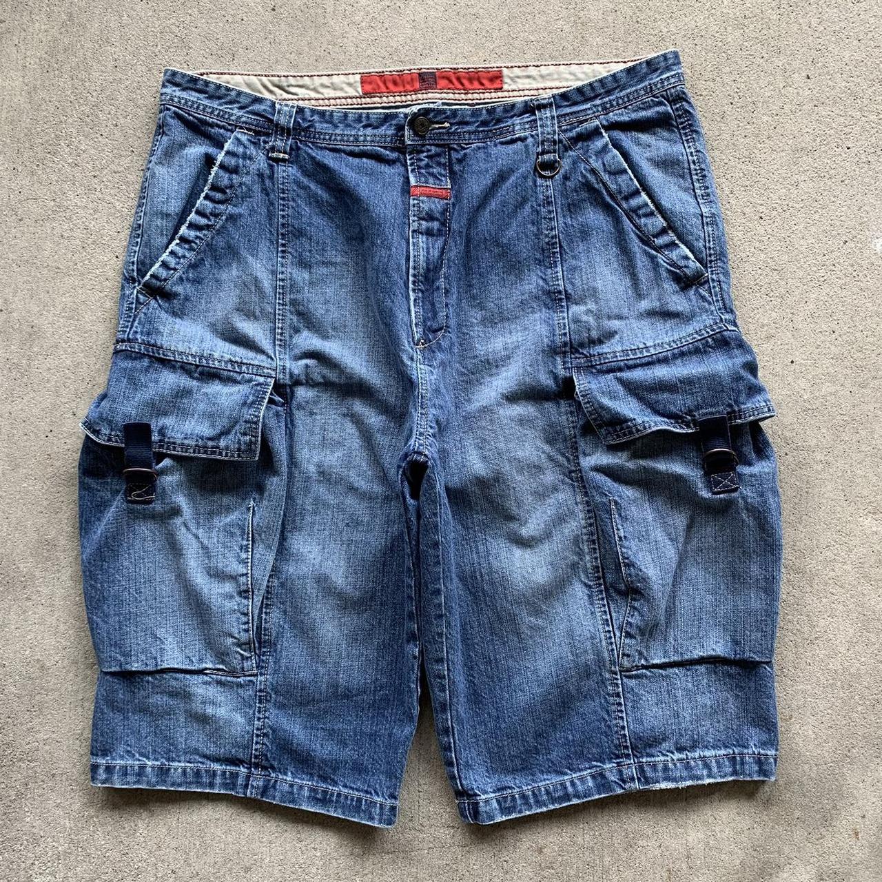 Marithé + François Girbaud Men's Navy and Blue Shorts | Depop