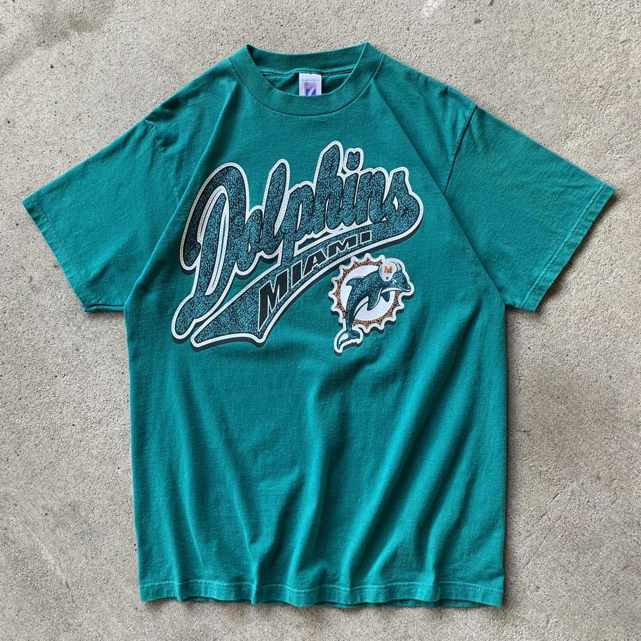 Vintage Logo 7 Miami Dolphins sweatshirt in white. - Depop