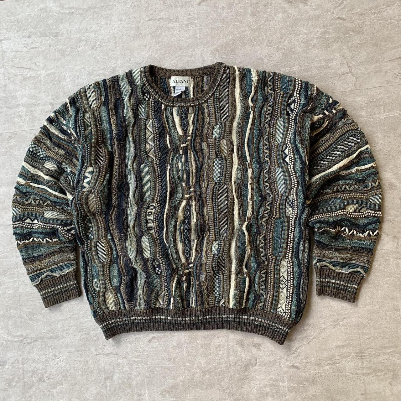 Vintage 90s Alfani Striped Sweater Size Large Coogi... - Depop