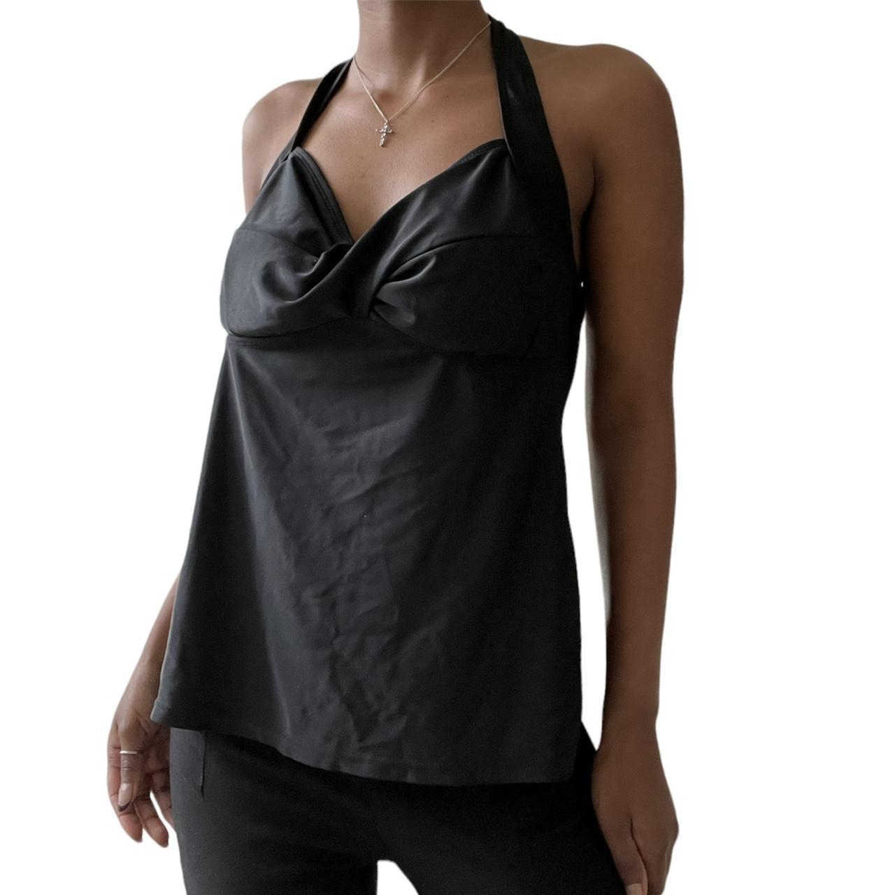black + tie up top #tops #black #top #satin #y2k - Depop