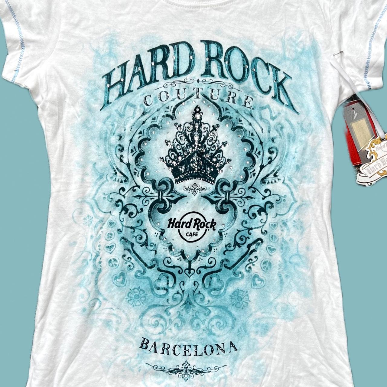 kom over aIDS Rubin Hard Rock Couture Barcelona Graphic Tee 🦋☮️👑✨ Size... - Depop