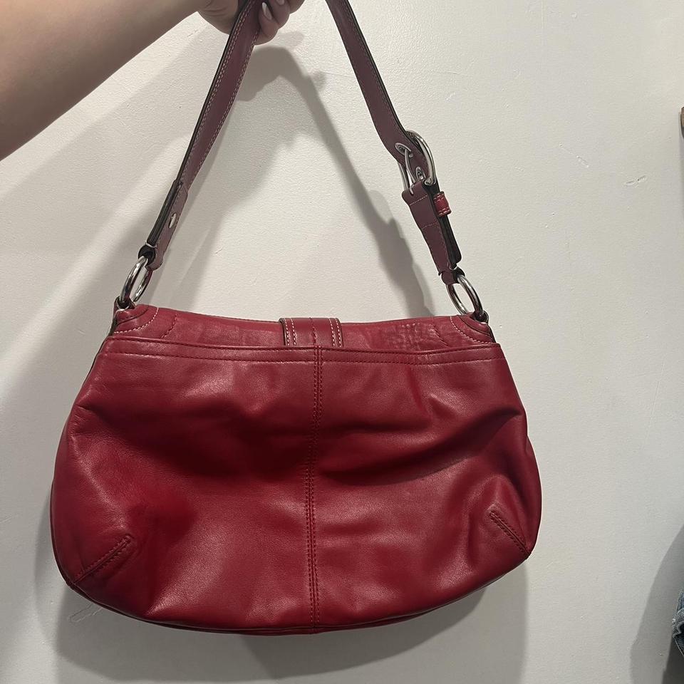 Red Coach crossbody bag with heart quilting on front - Depop