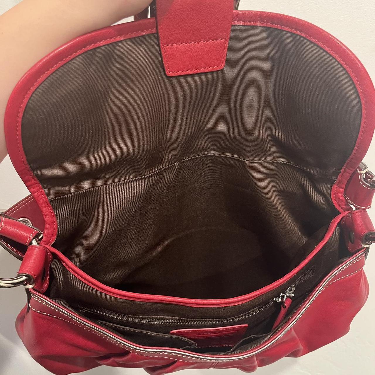 Red Coach crossbody bag with heart quilting on front - Depop