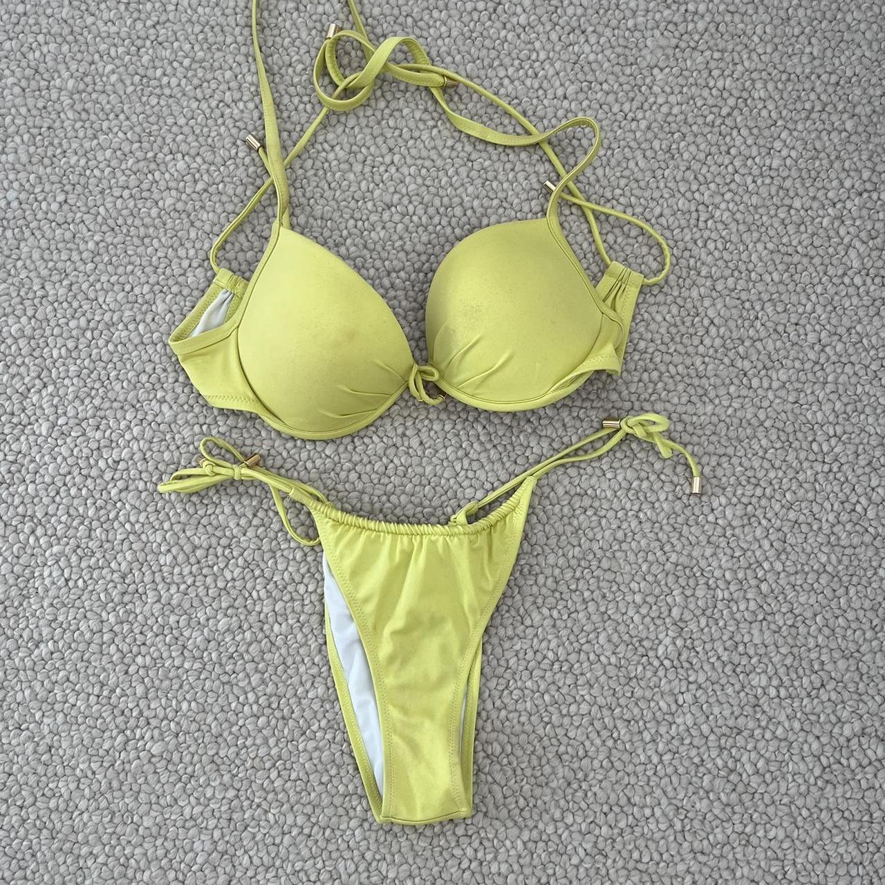 Victoria’s Secret Lime Green Bikini Set Gold Depop