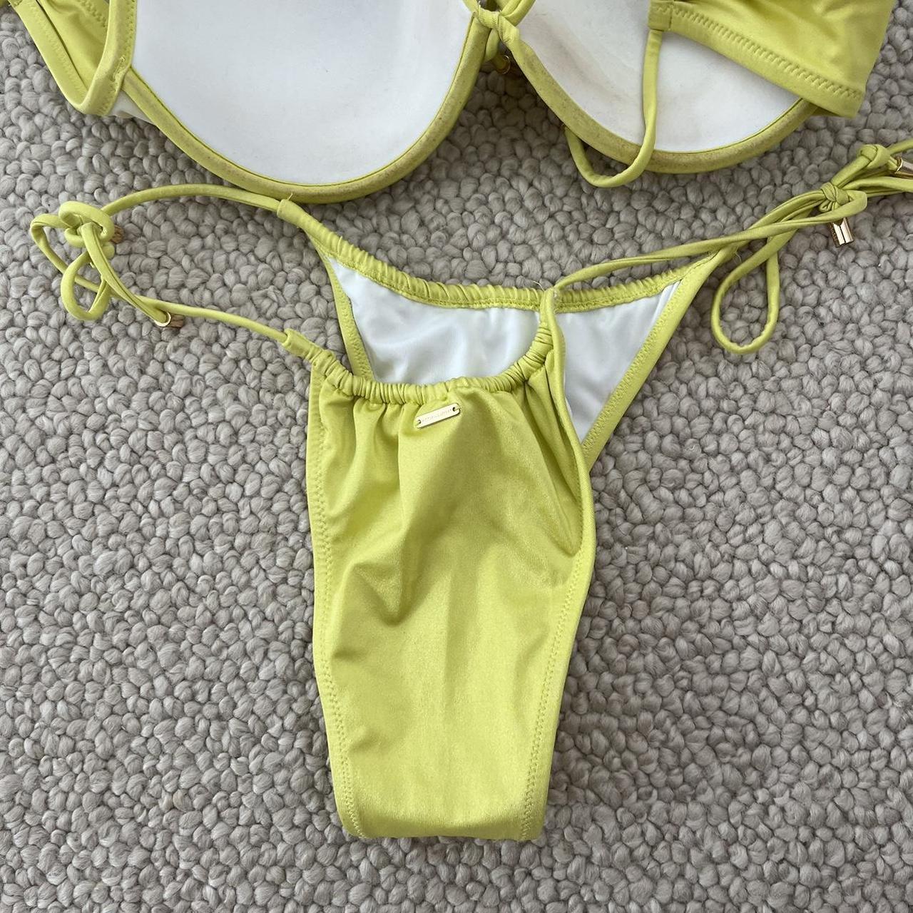 Victorias Secret Lime Green Bikini Set Gold Depop