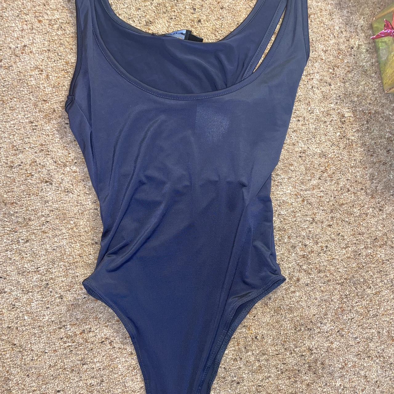 Navy blue square neck bodysuit plt new with tags Depop