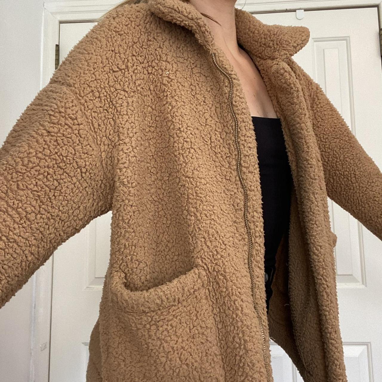 Fuzzy tan clearance coat