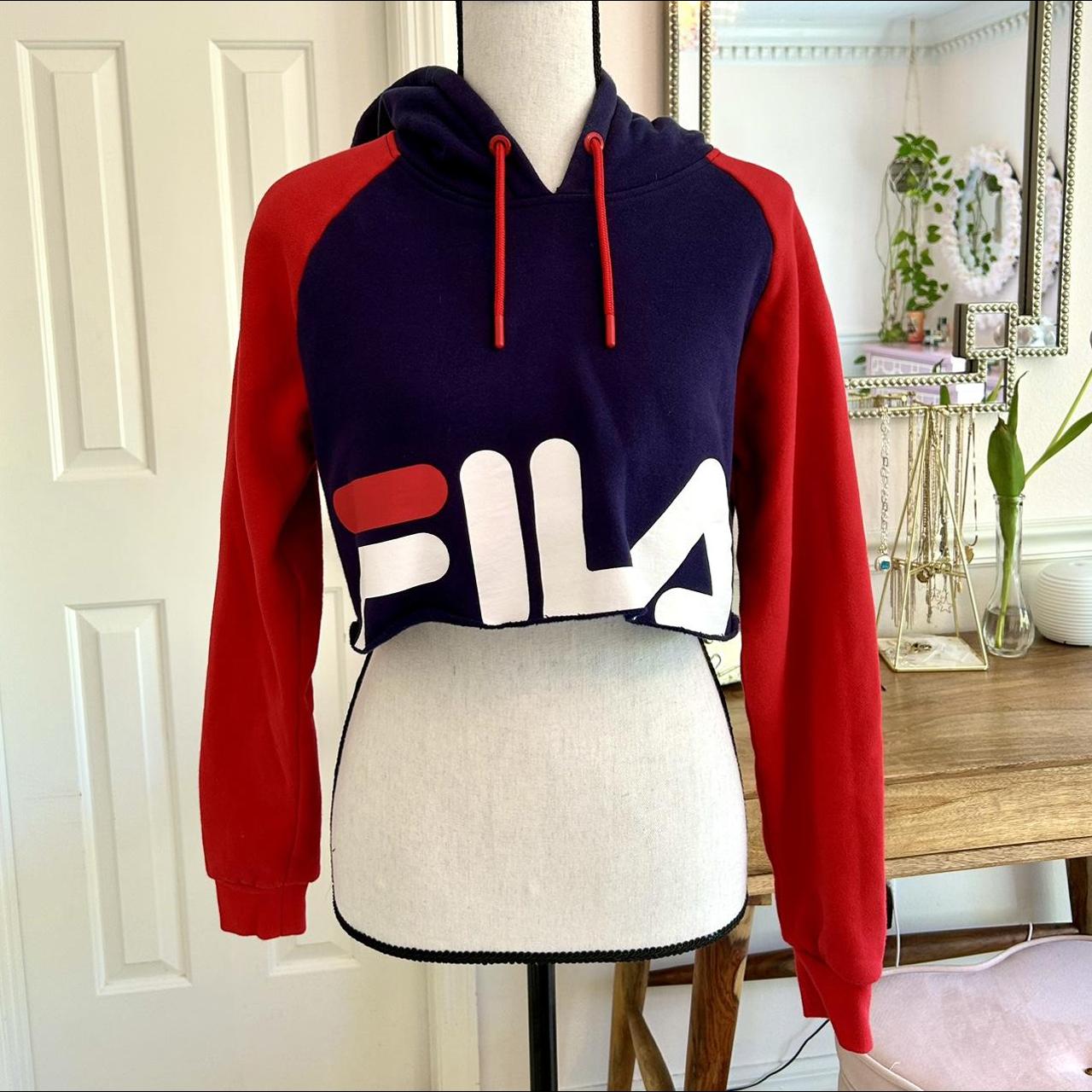 Fila luciana navy & red crop on sale hoodie