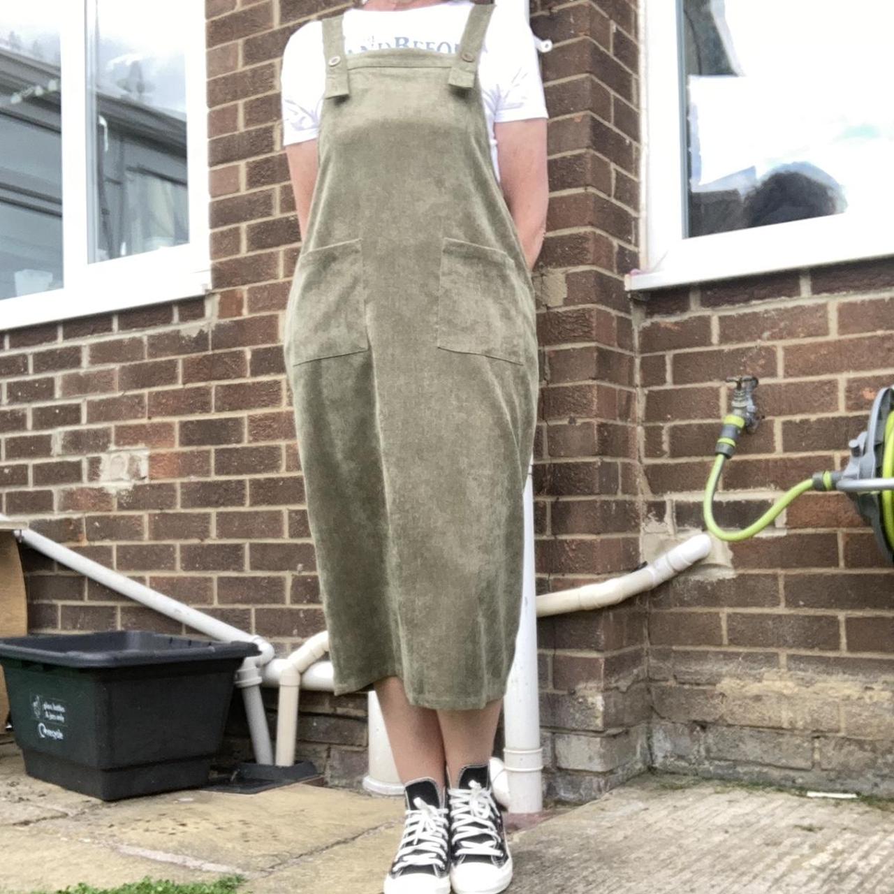 Olive shops green dungaree dress