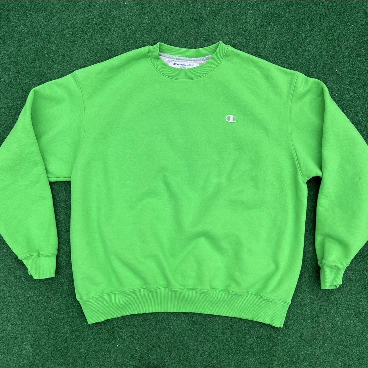 Champion Brand Lime Green Crewneck Sweatshirt Size. Depop