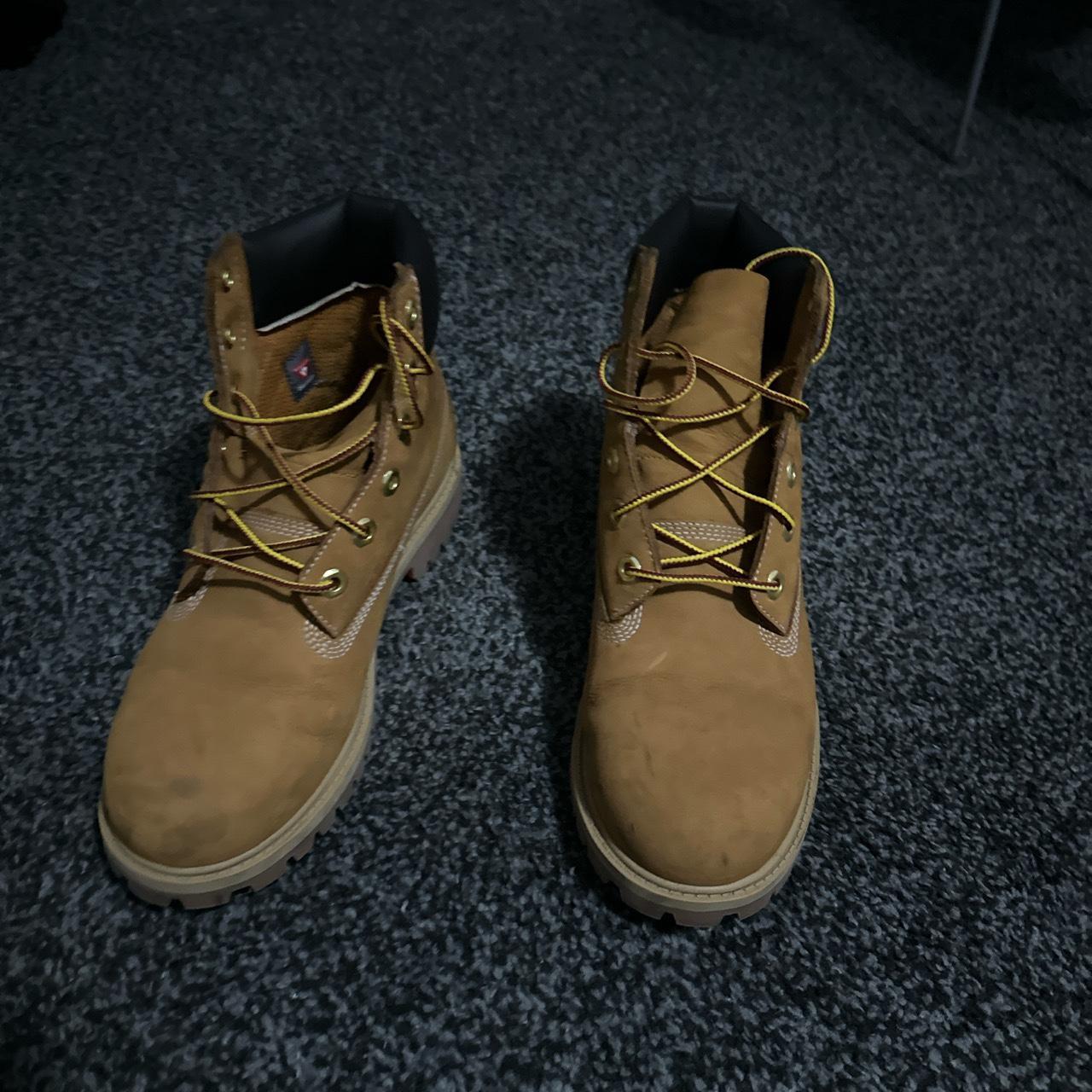 Tan Timberland Boots. Couple marks as you can see... - Depop