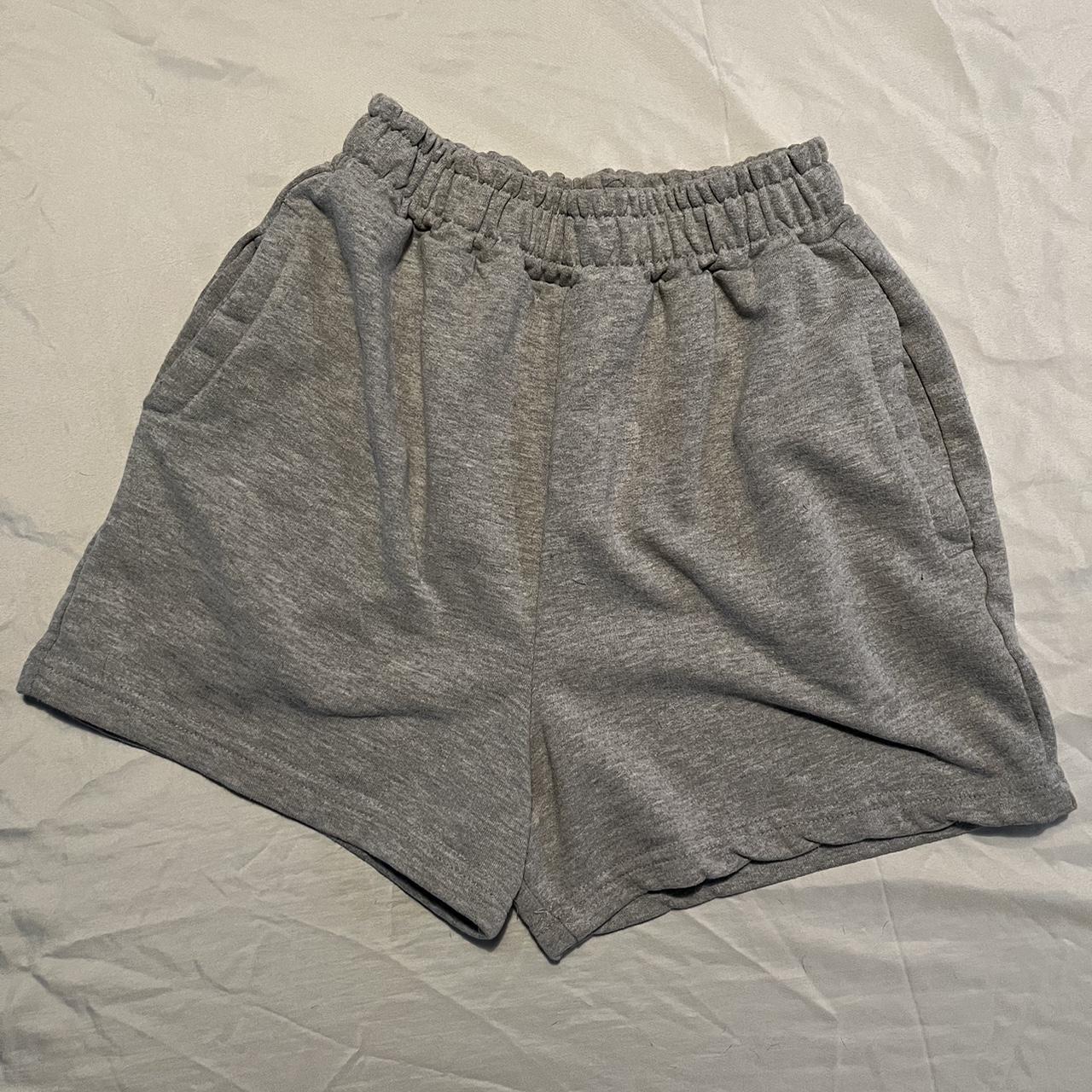 Comfy grey sweat shorts, labeled size 8 but fits... - Depop