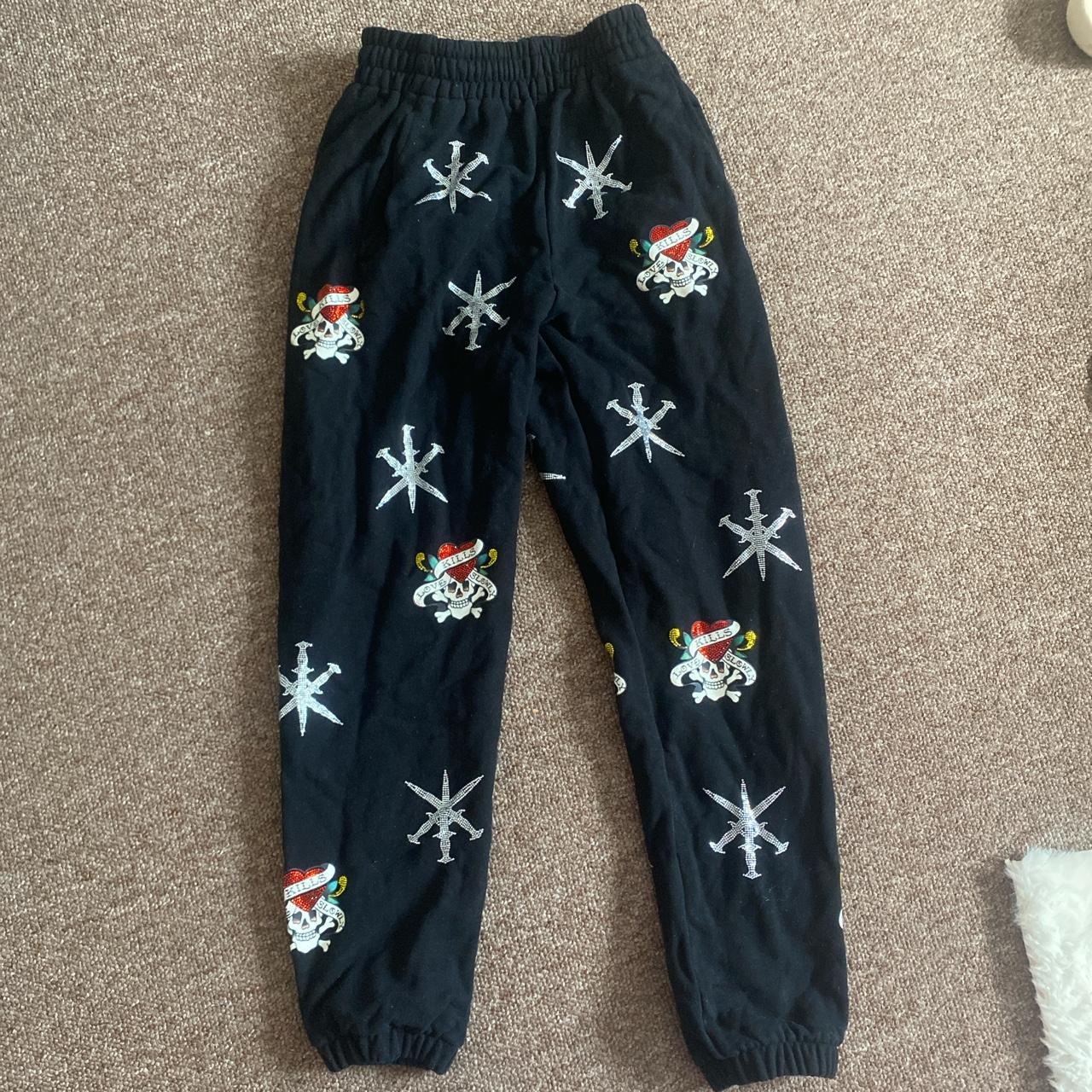 Unknown London Men's Black and Silver Joggerstracksuits Depop