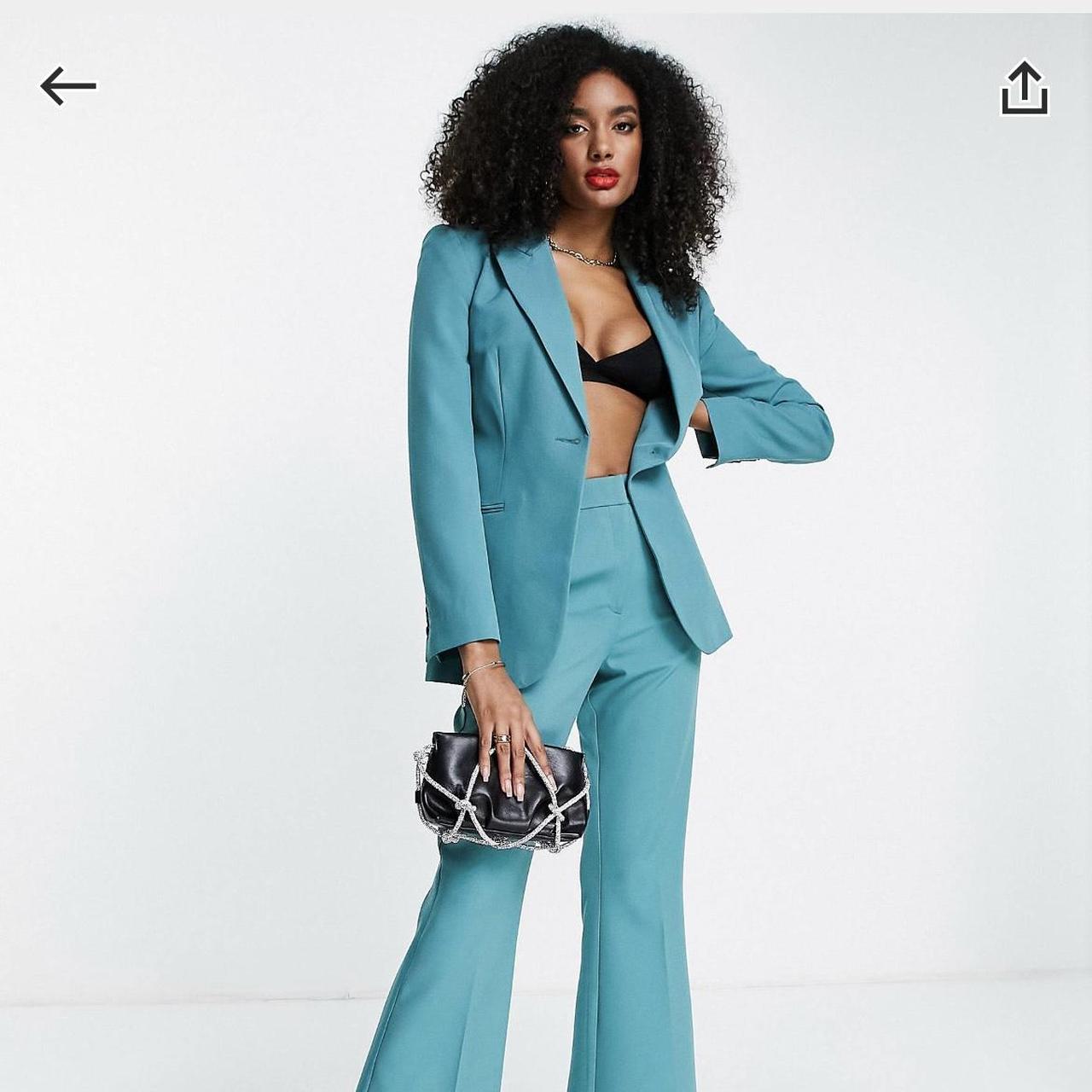 Asos Design Pop Suit Blazer In Teal Matching Depop