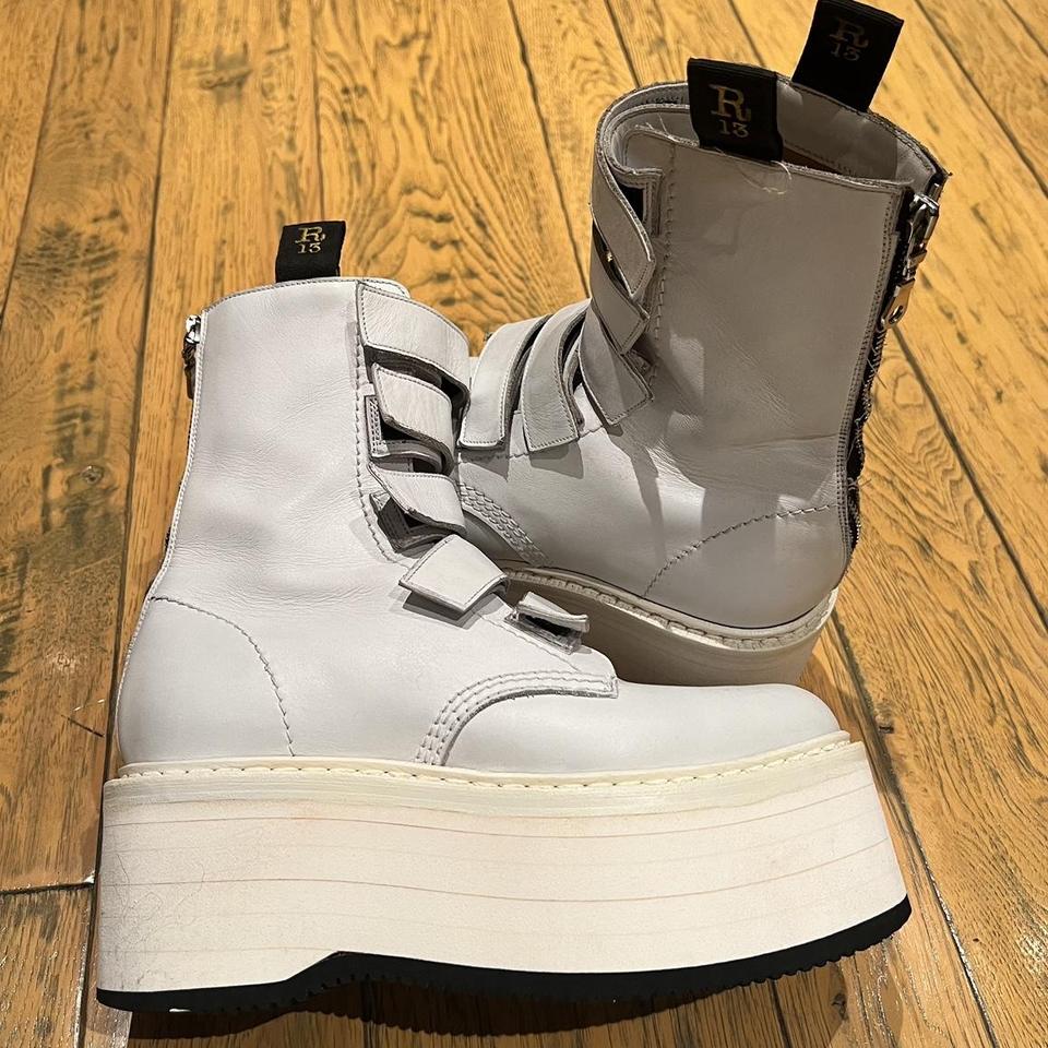 R13 double stack platform white boots worn in the Depop