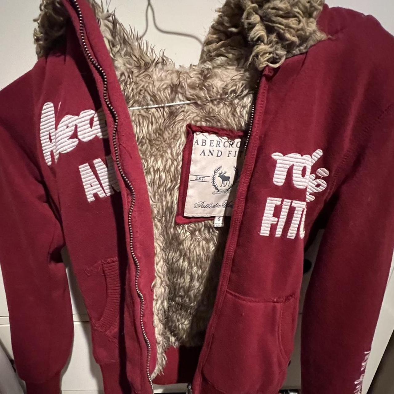 Abercrombie fitch Red Hoodie fur with stitches size. Depop