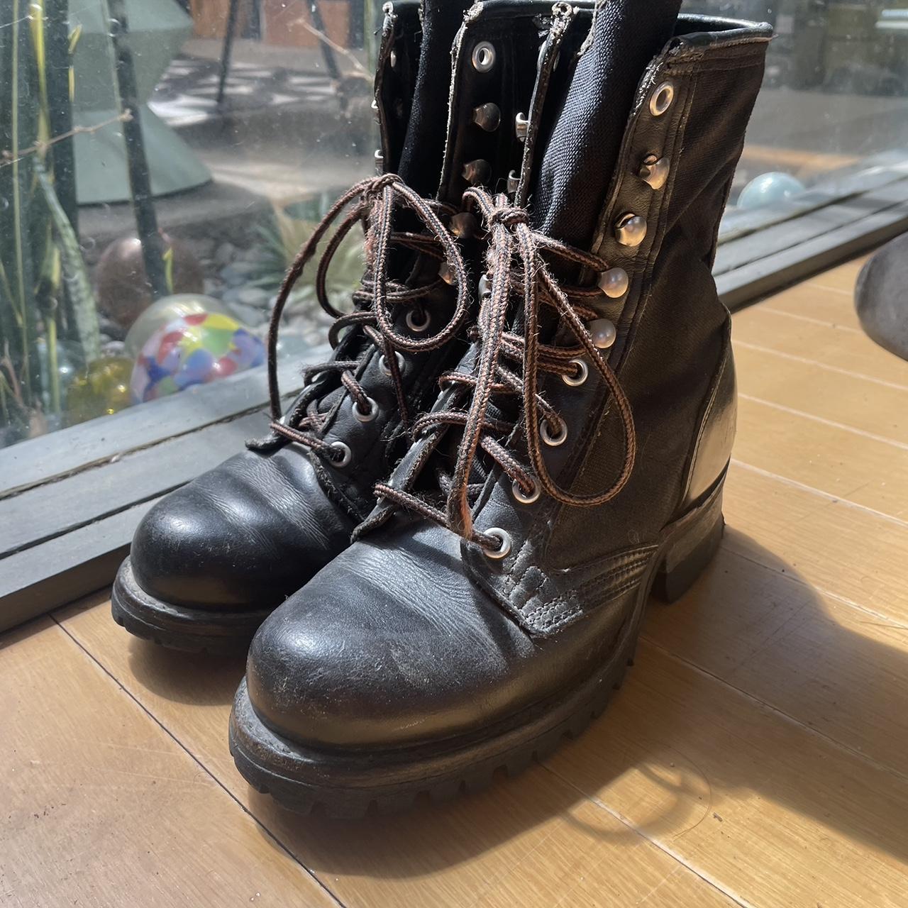 Women s Black Leather Frye Engineer Combat Boots