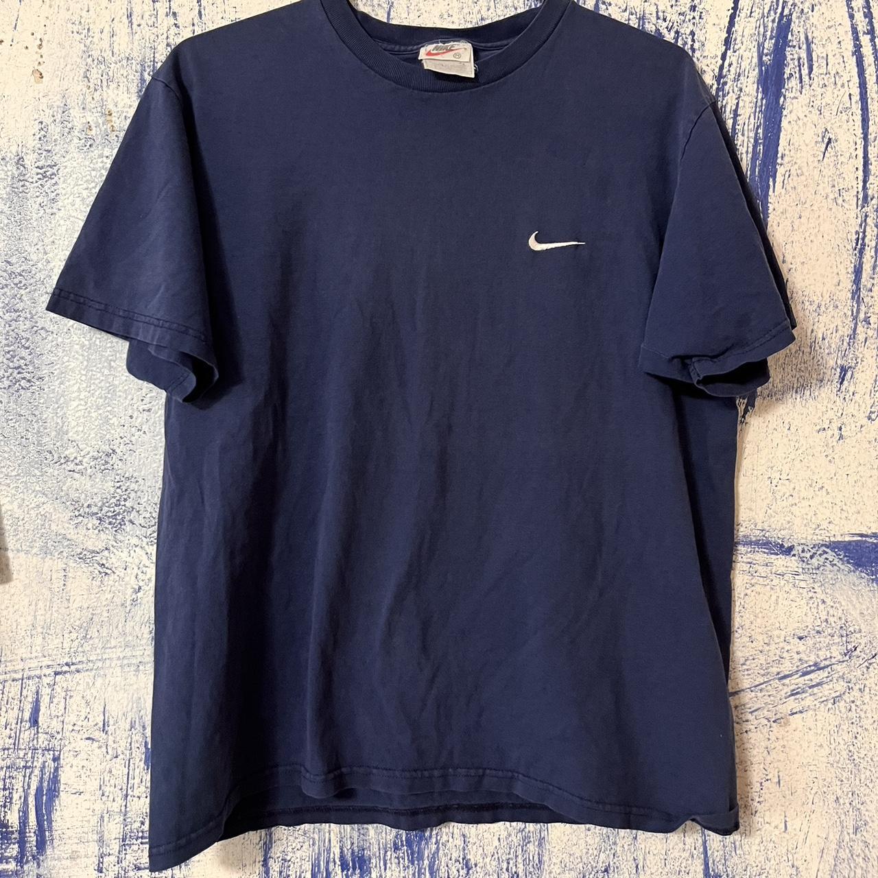 Nike Men's Navy and White T-shirt | Depop