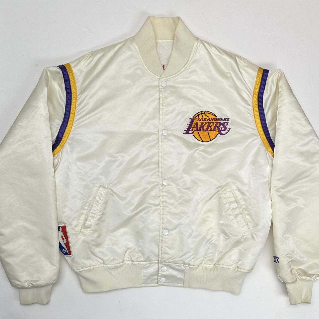 Vintage Los Angeles Lakers NBA satin bomber jacket. Tagged as a medium.