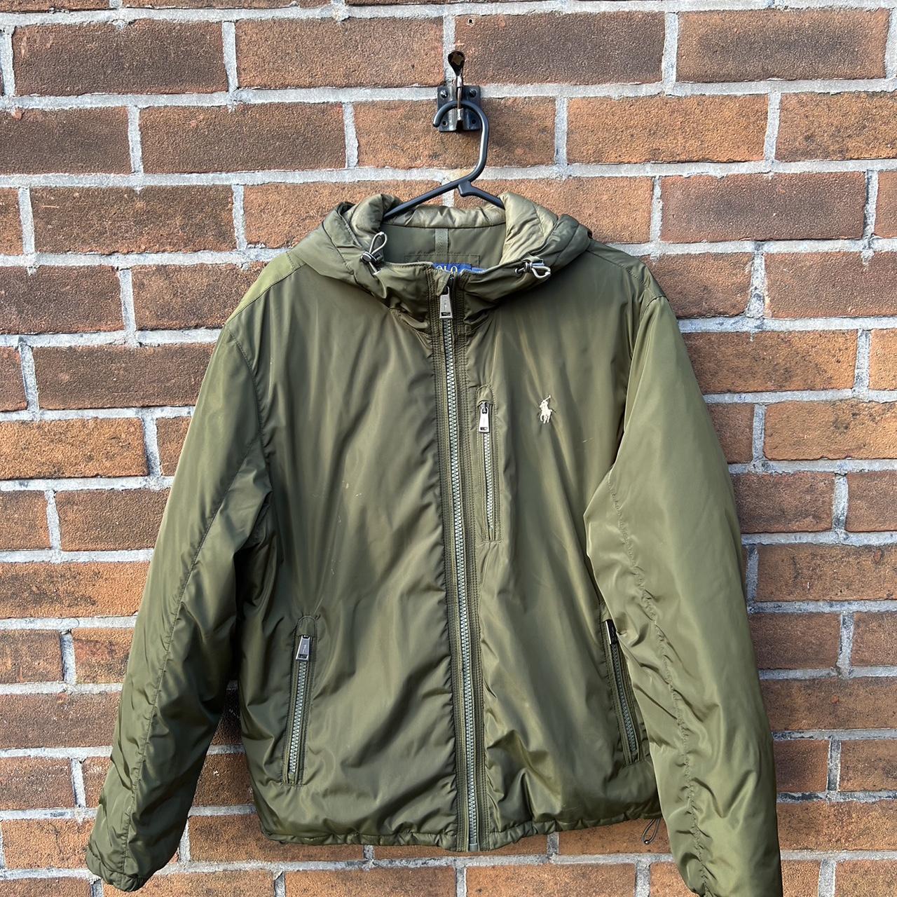 Polo Ralph Lauren khaki green puffer jacket with. Depop