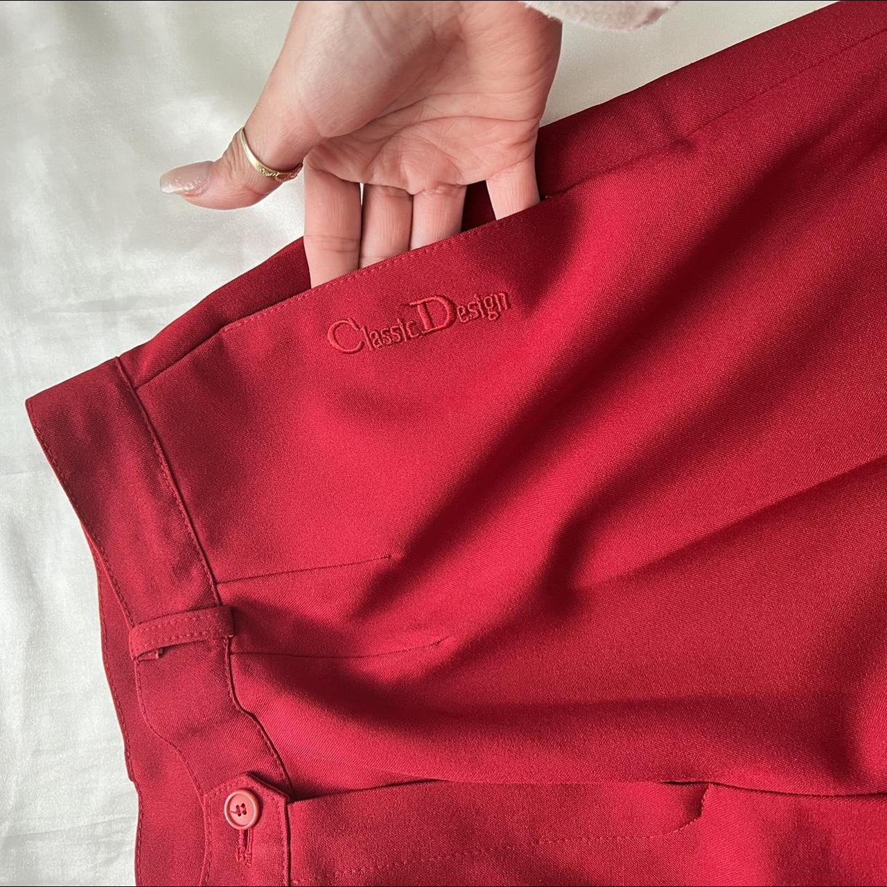 vintage deep red slacks with unique detailing. cute - Depop