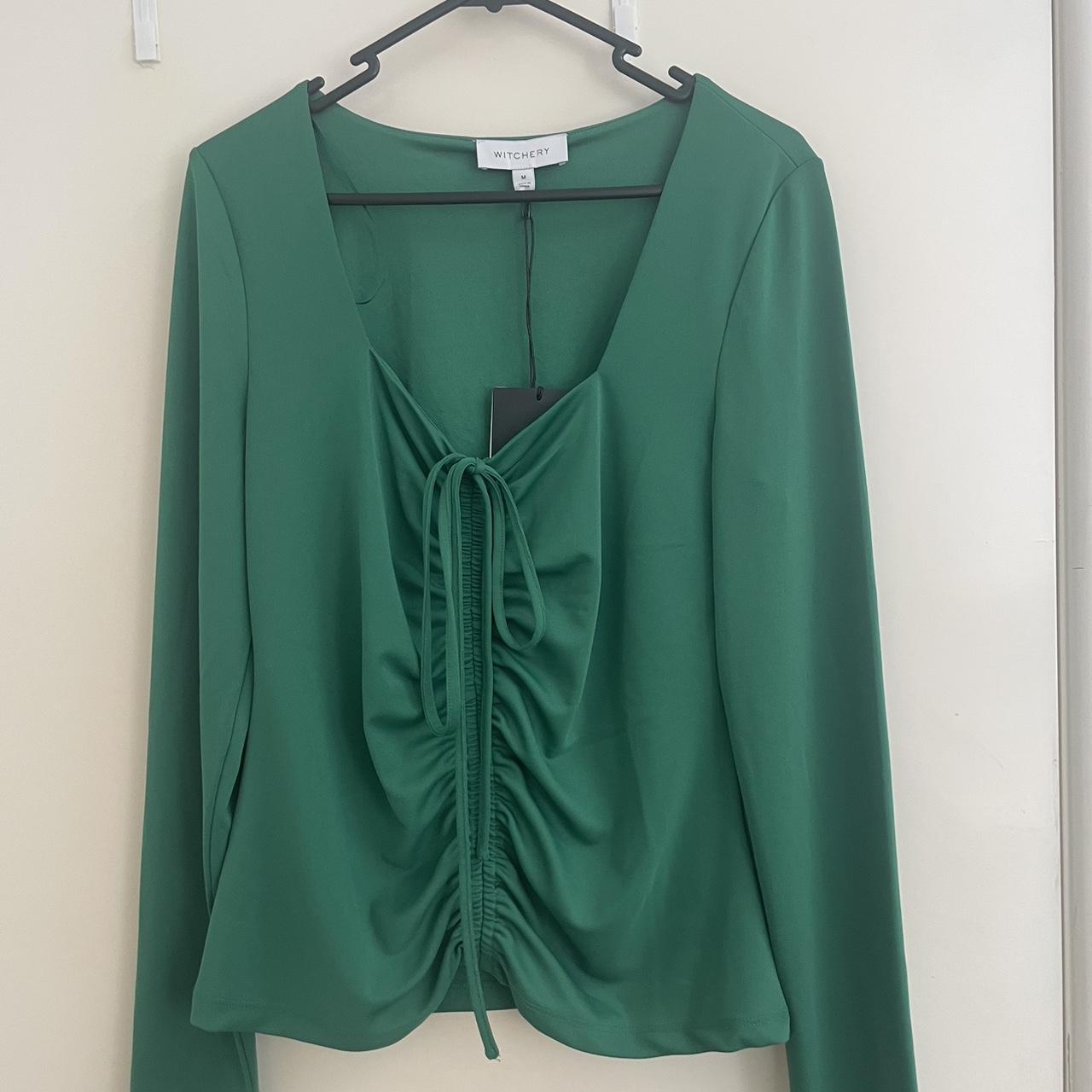 Brand new emerald green Witchery top. Ruched... - Depop