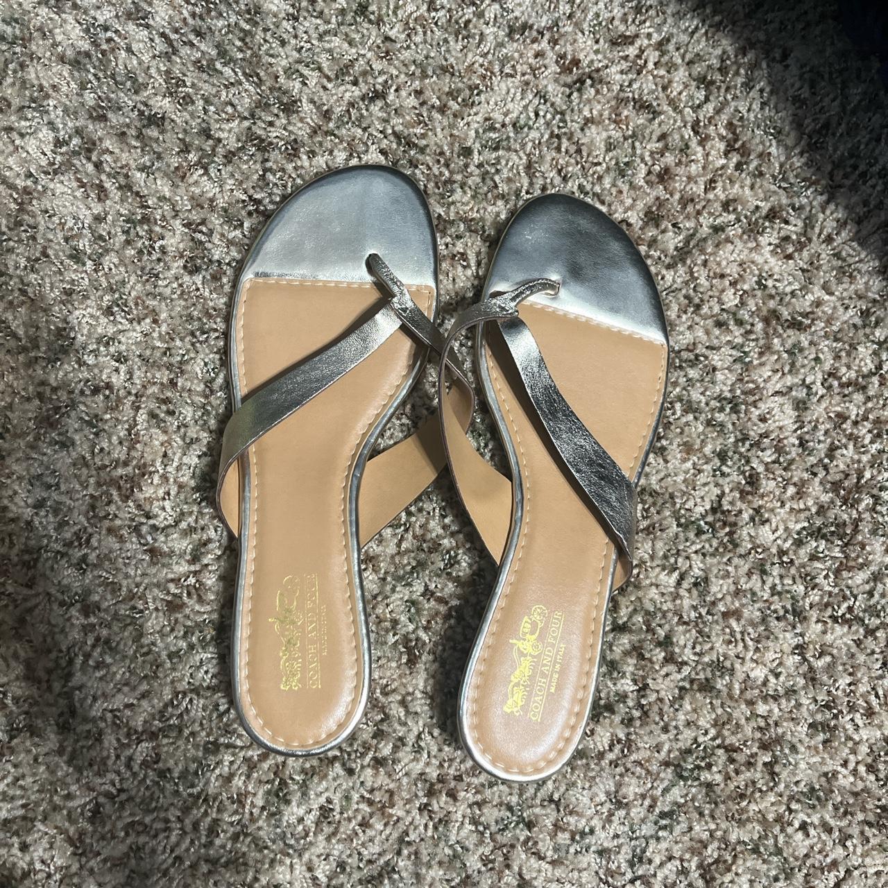 Coach gold hot sale flip flops