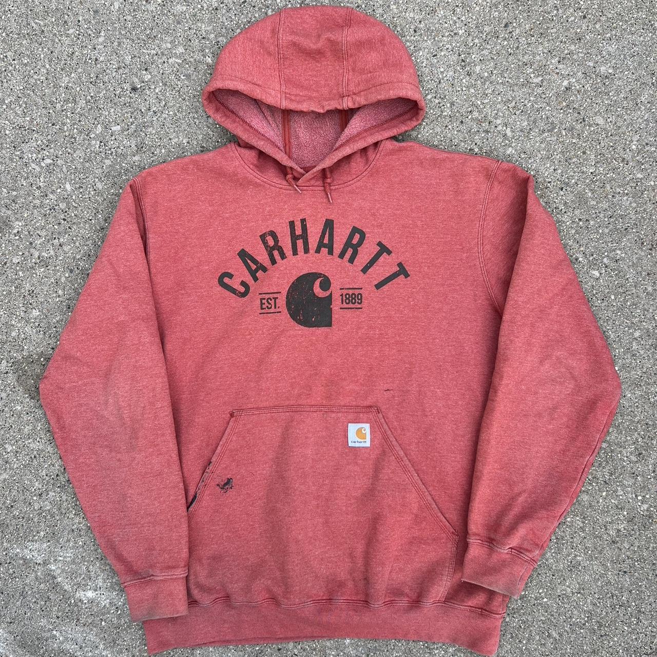 Red carhartt hoodie mens hot sale