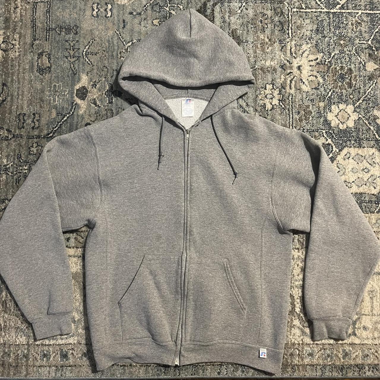 Grey Russell Athletic Zip-Up Hoodie!! Sized a Men’s... - Depop