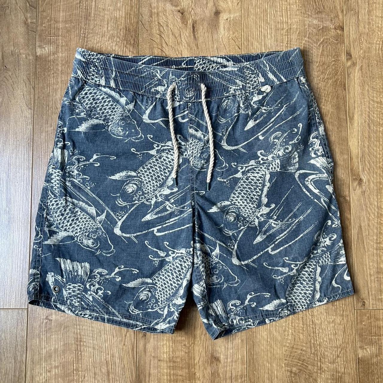 Paisley Print Swim Trunks Real nice navy blue - Depop