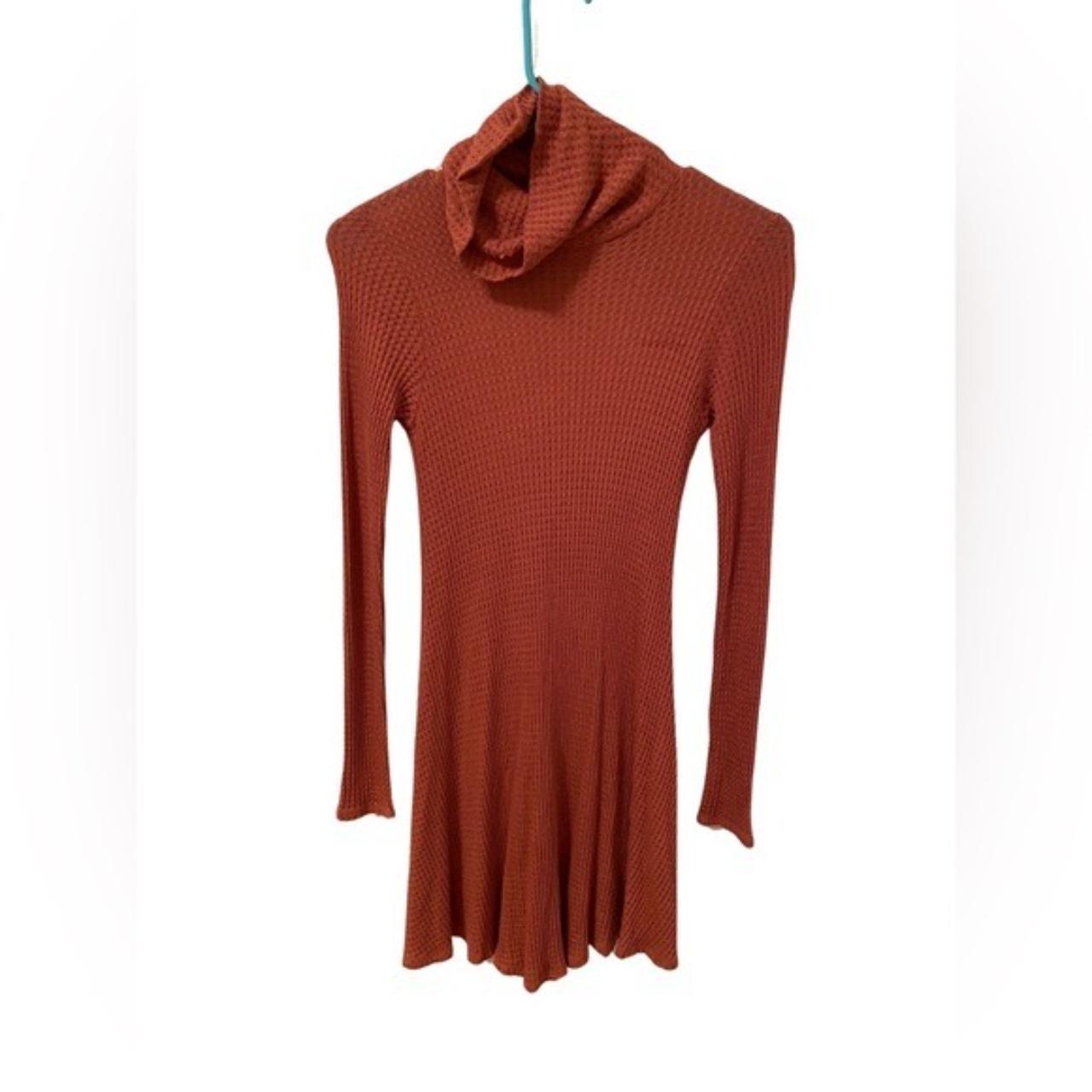 Lulus NWT Rust sweater dress Turtleneck waffle knit... - Depop