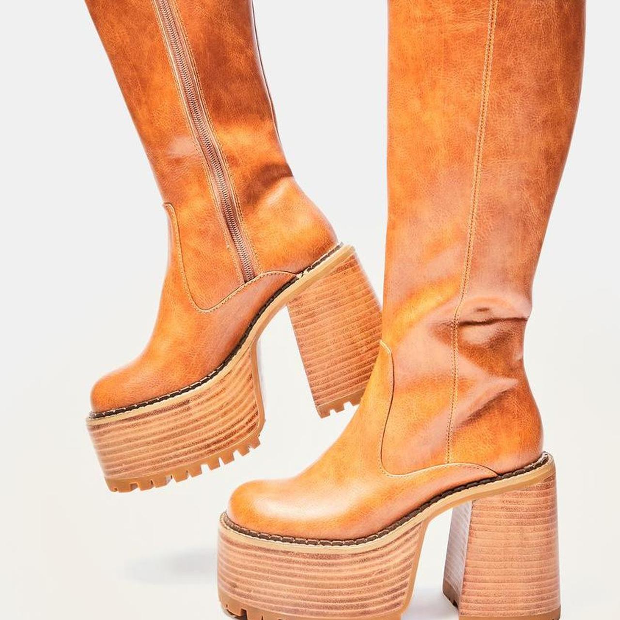 Dolls Kill Women's Brown Boots Depop