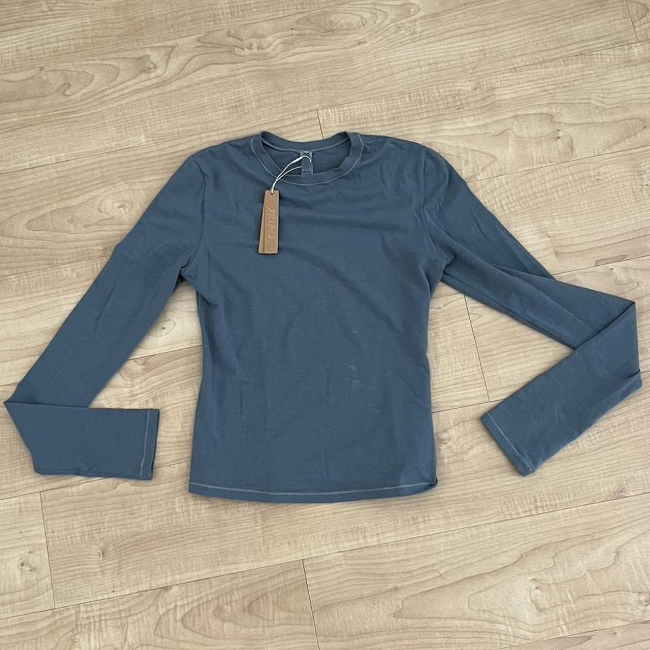 Skims Cotton Jersey Long Sleeve TShirt Kyanite Size... Depop