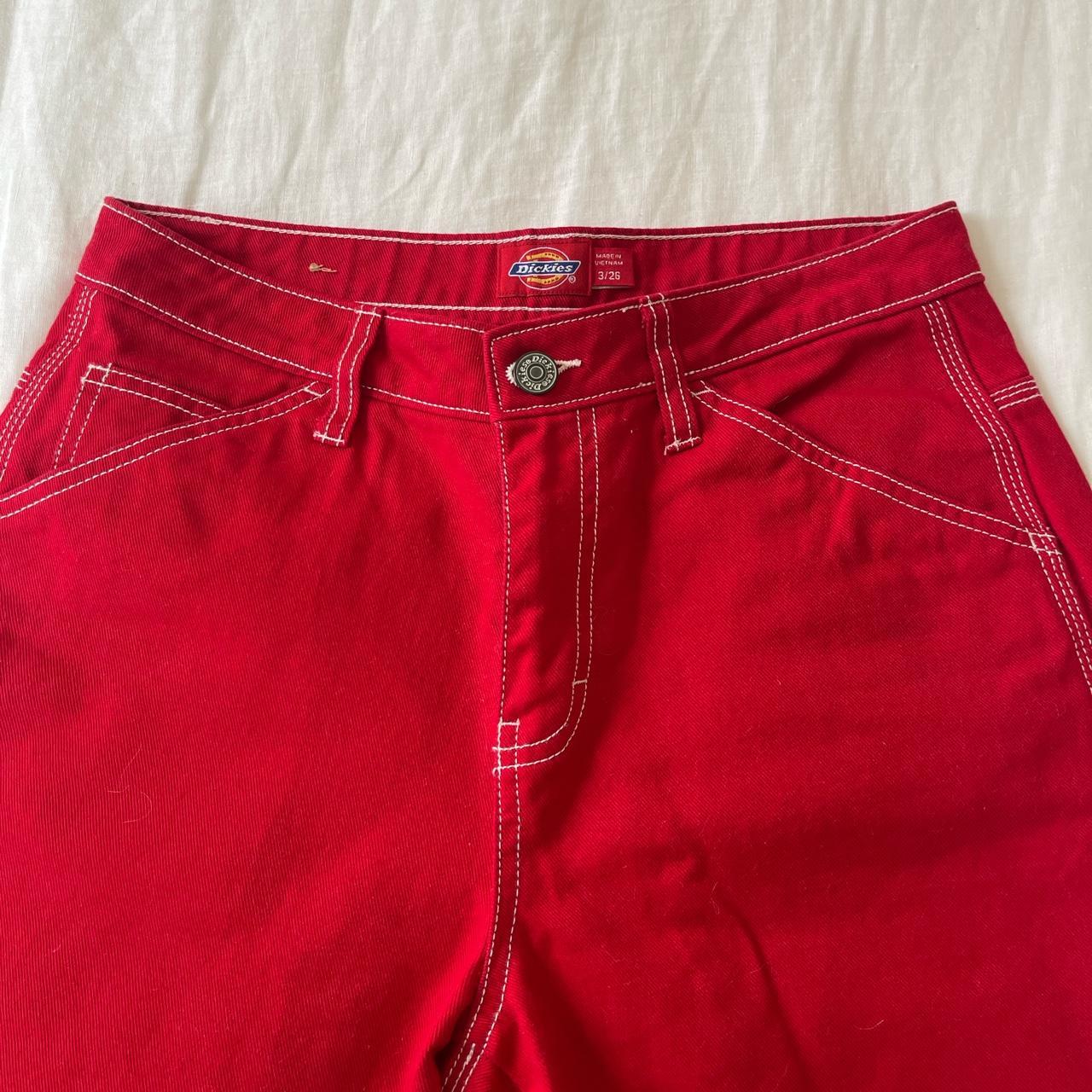 Dickies Women's Red Jeans Depop