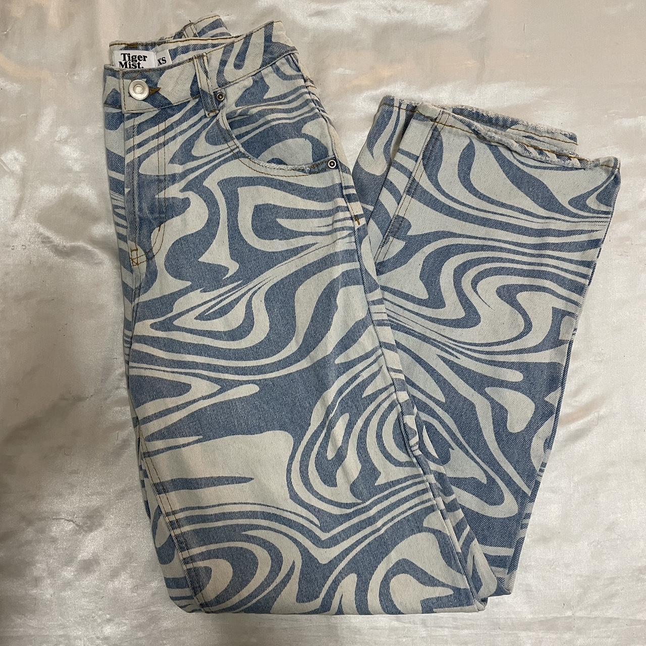 Tiger Mist Women’s White and Blue Jeans | Depop