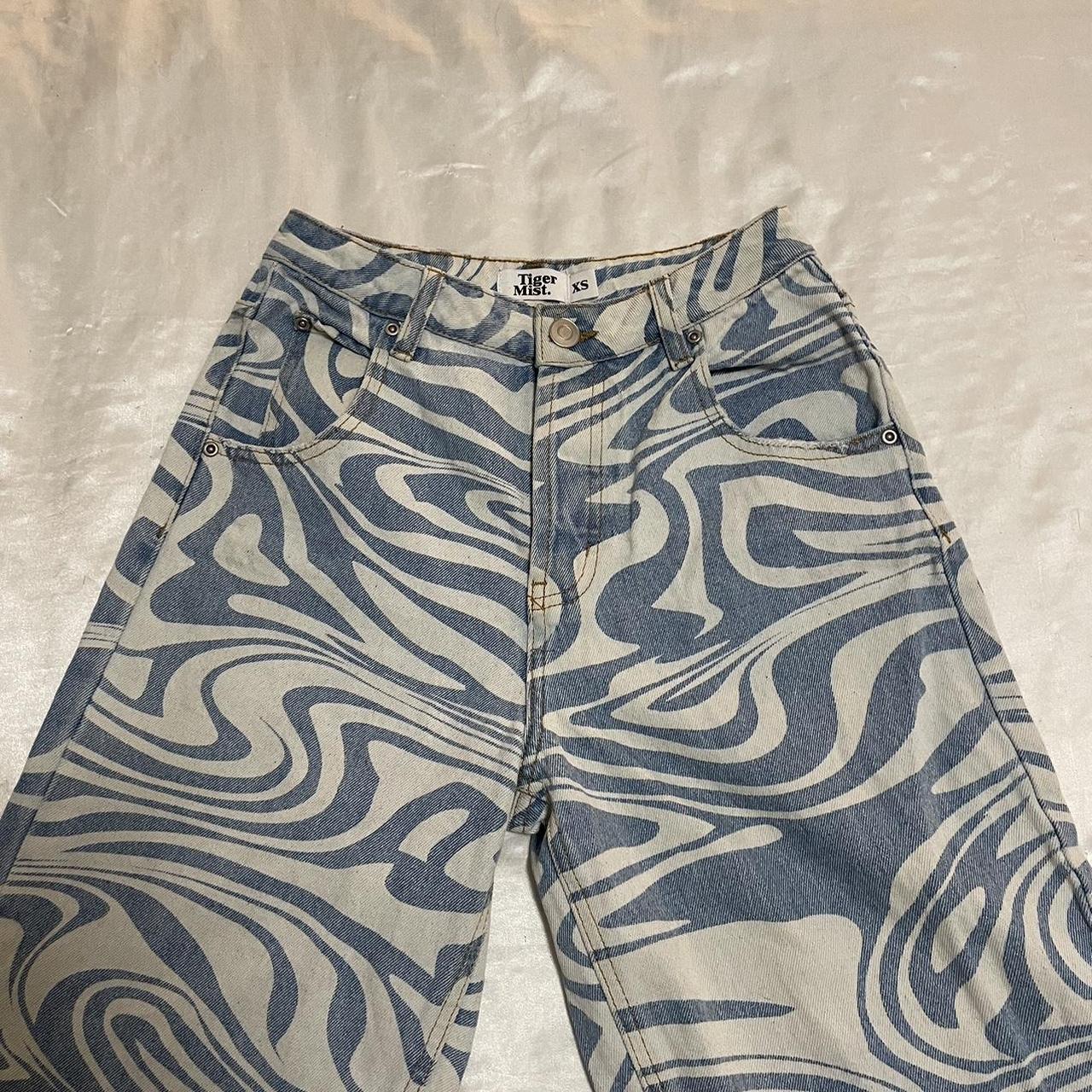 Tiger Mist Women’s White and Blue Jeans | Depop