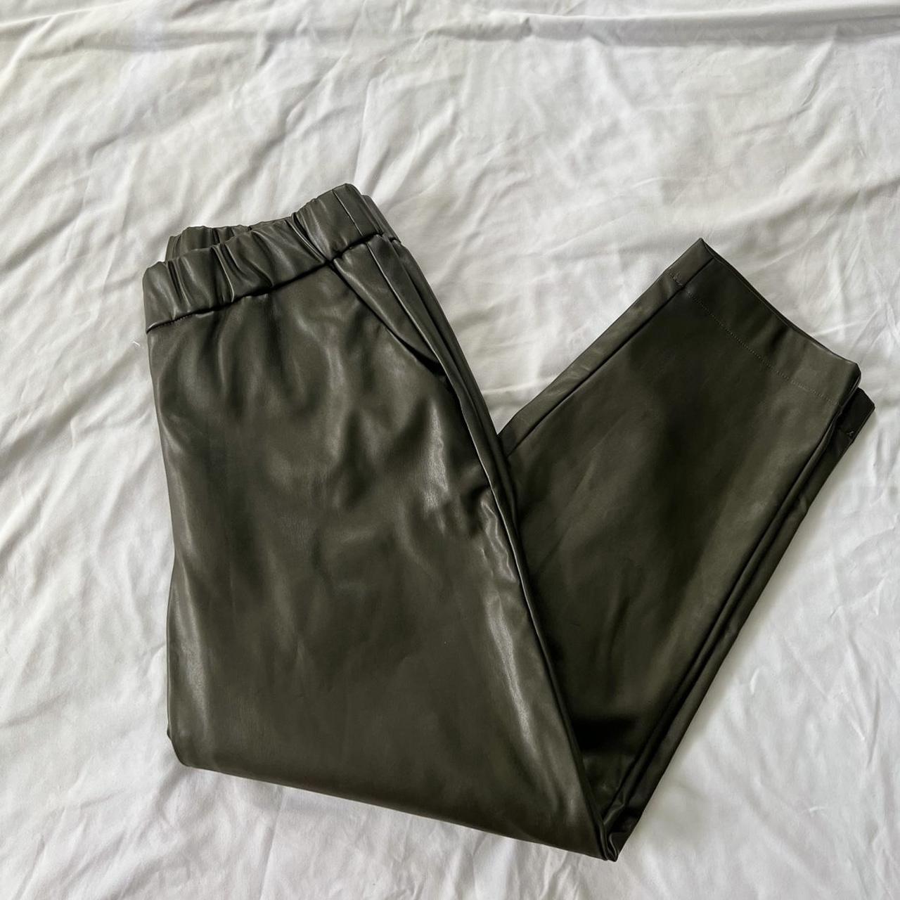 Faux Leather Green High Waisted Pants -target - Depop