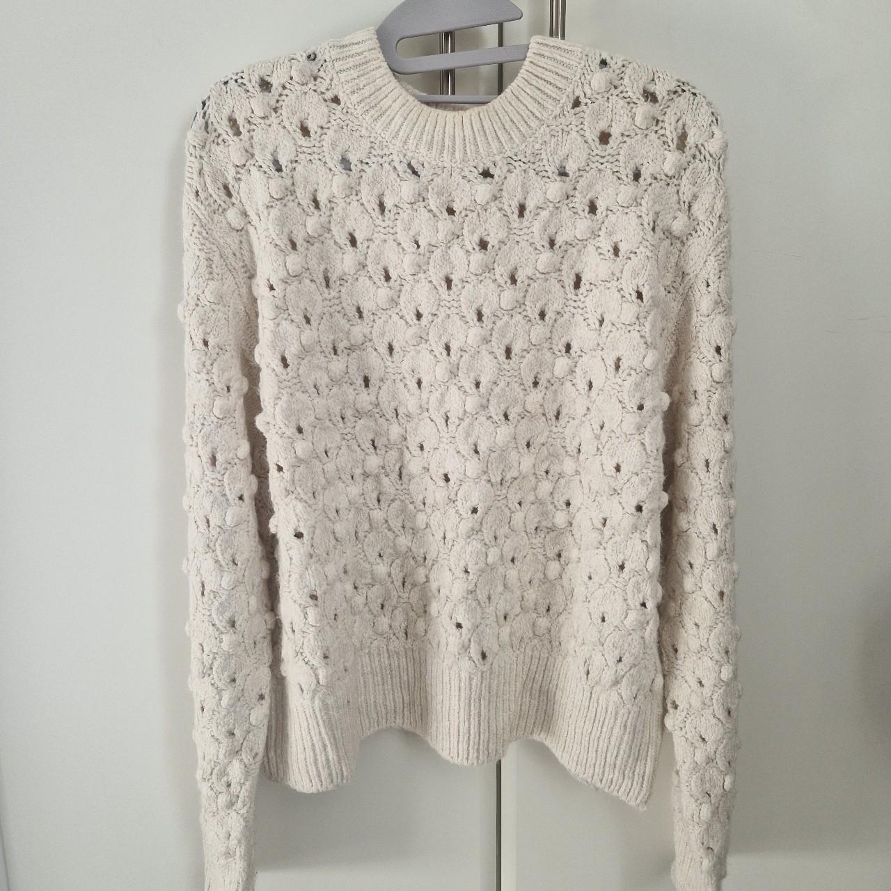 Zara cream open knit bobble knit jumper. UK Size M. Depop