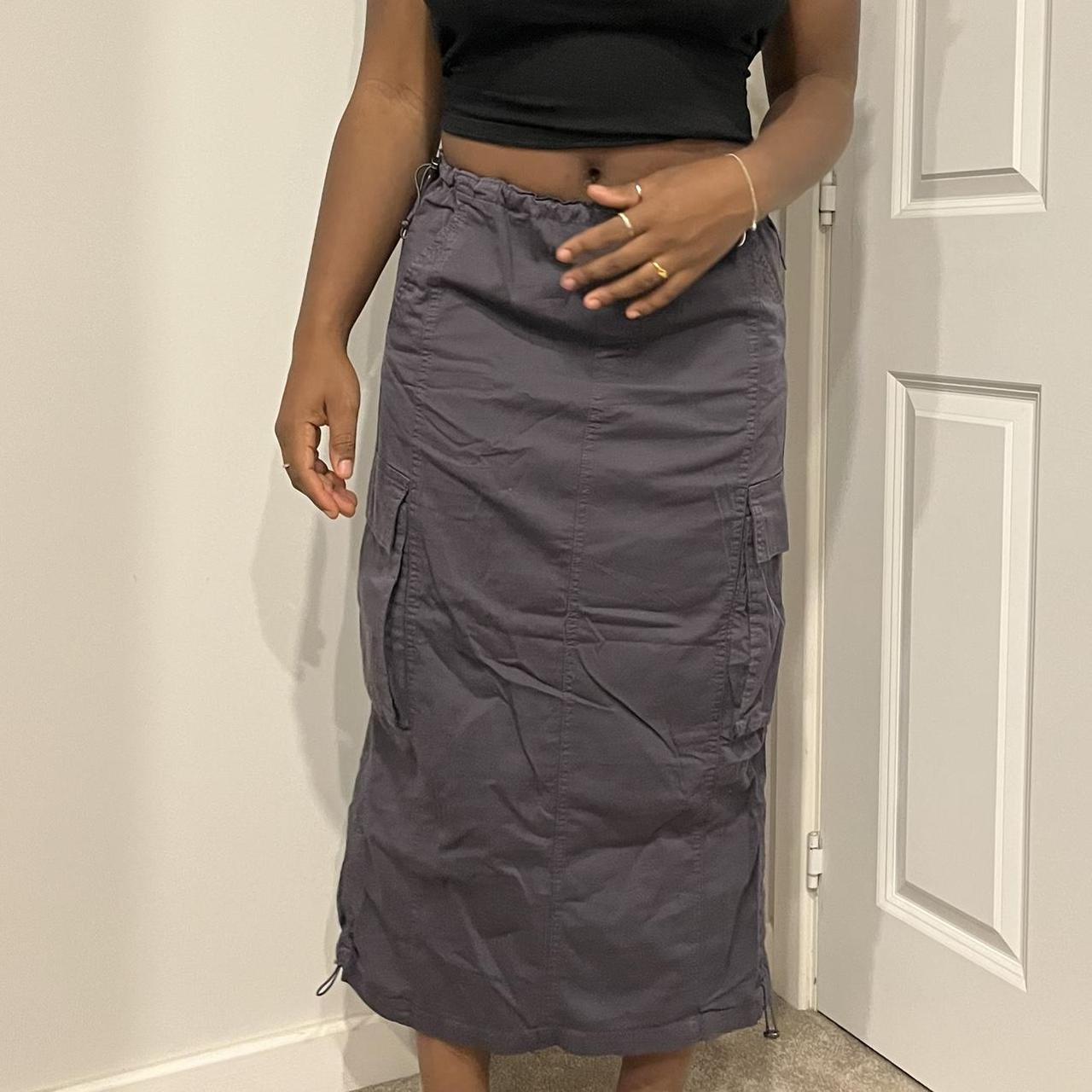 Bershka grey maxi cargo/parachute skirt, Brand