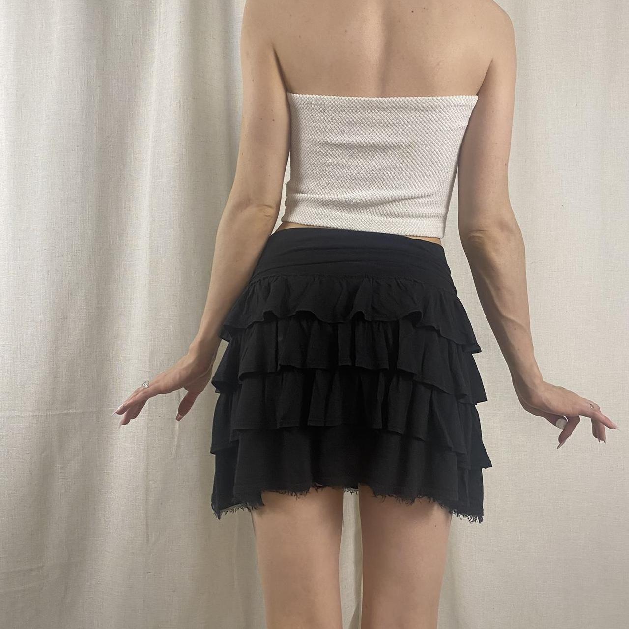 Black cotton clearance ruffle skirt