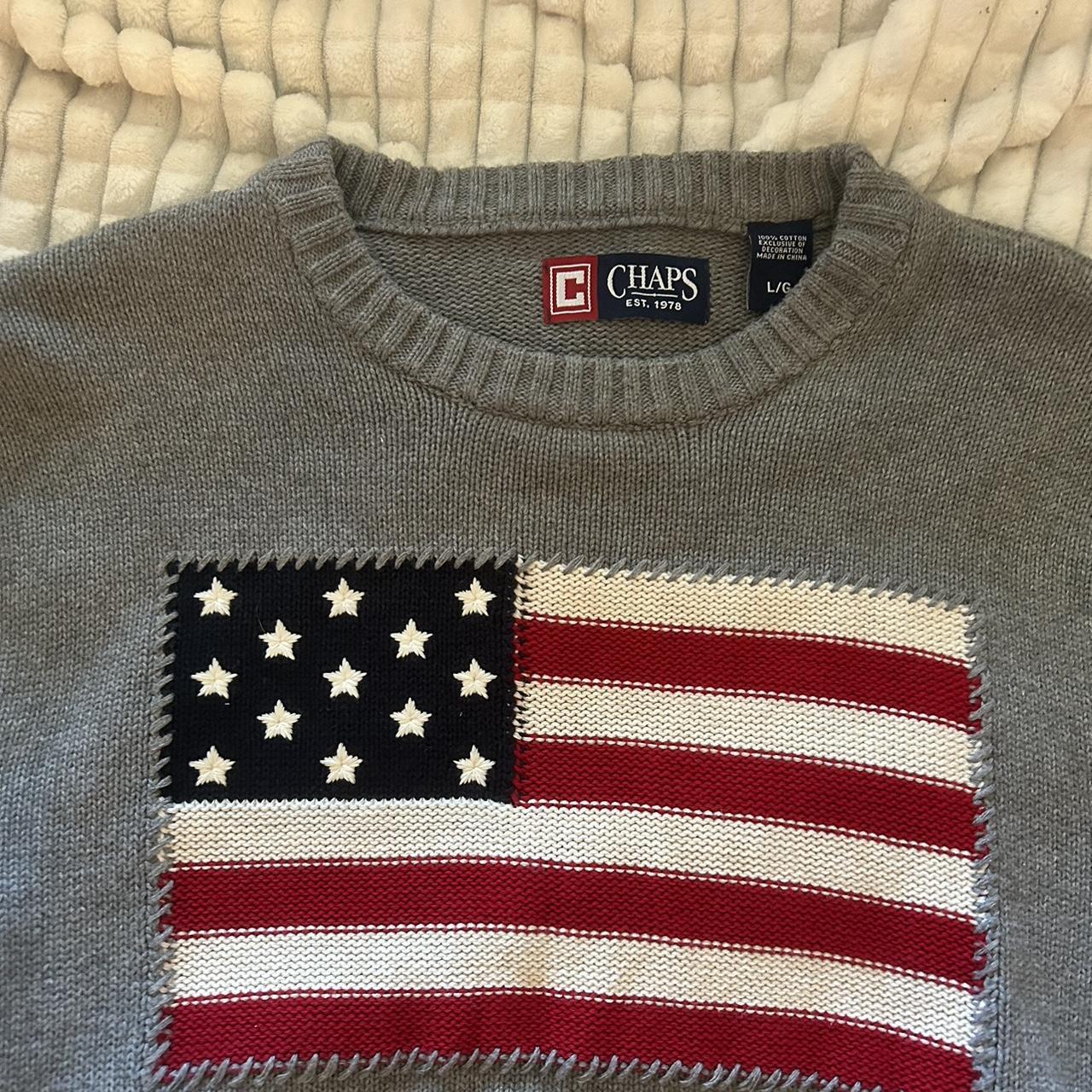 Vintage Chaps American Flag knit sweater! Great... Depop