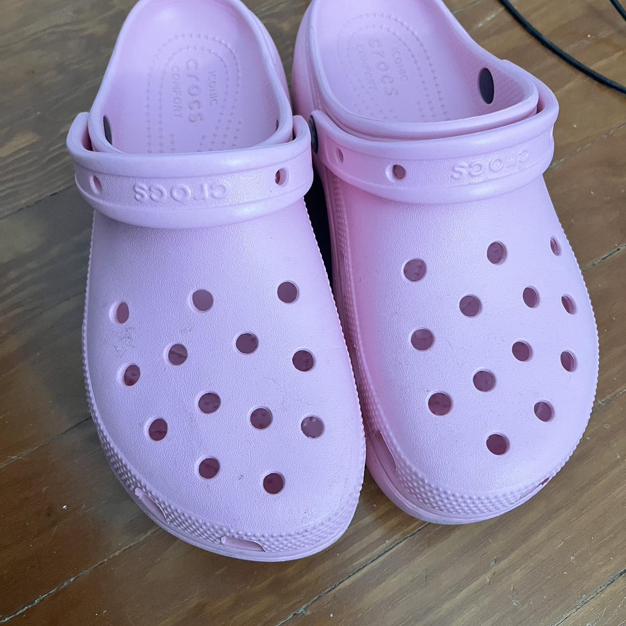 barely pink crocs size 7