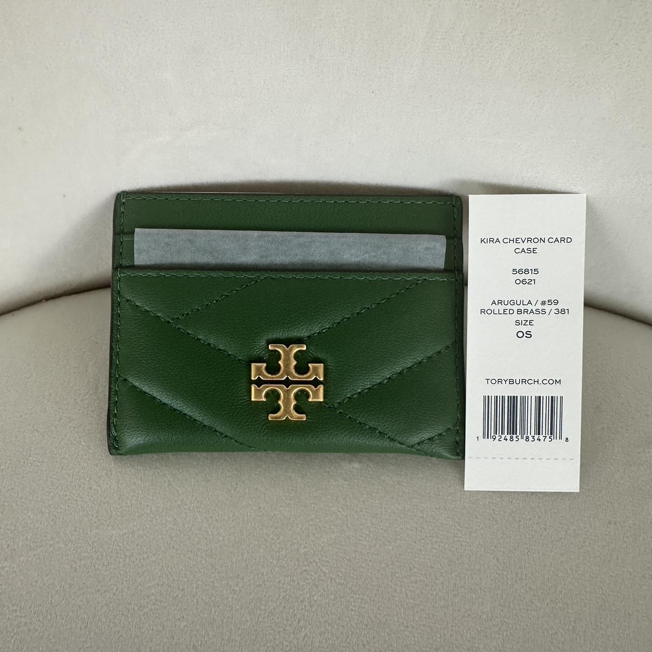 ☆☆Tory Burch☆☆ 24FW Kira Chevron Card Wallet Green 90345 Brand New Tory Burch Kira Chevron card case in | Depop