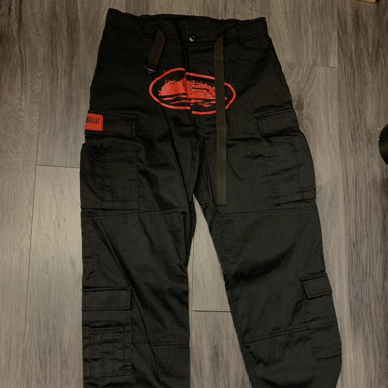 CORTEIZ BLACK/RED GUERRILLA CARGOS SIZE: LARGE - 32W... - Depop