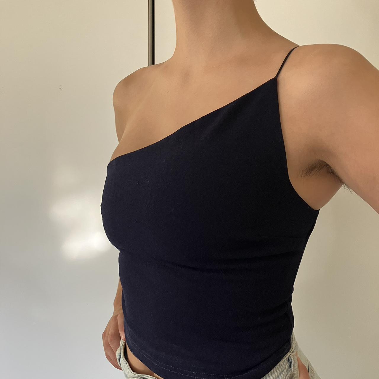 Women's Black and Navy Crop-top | Depop