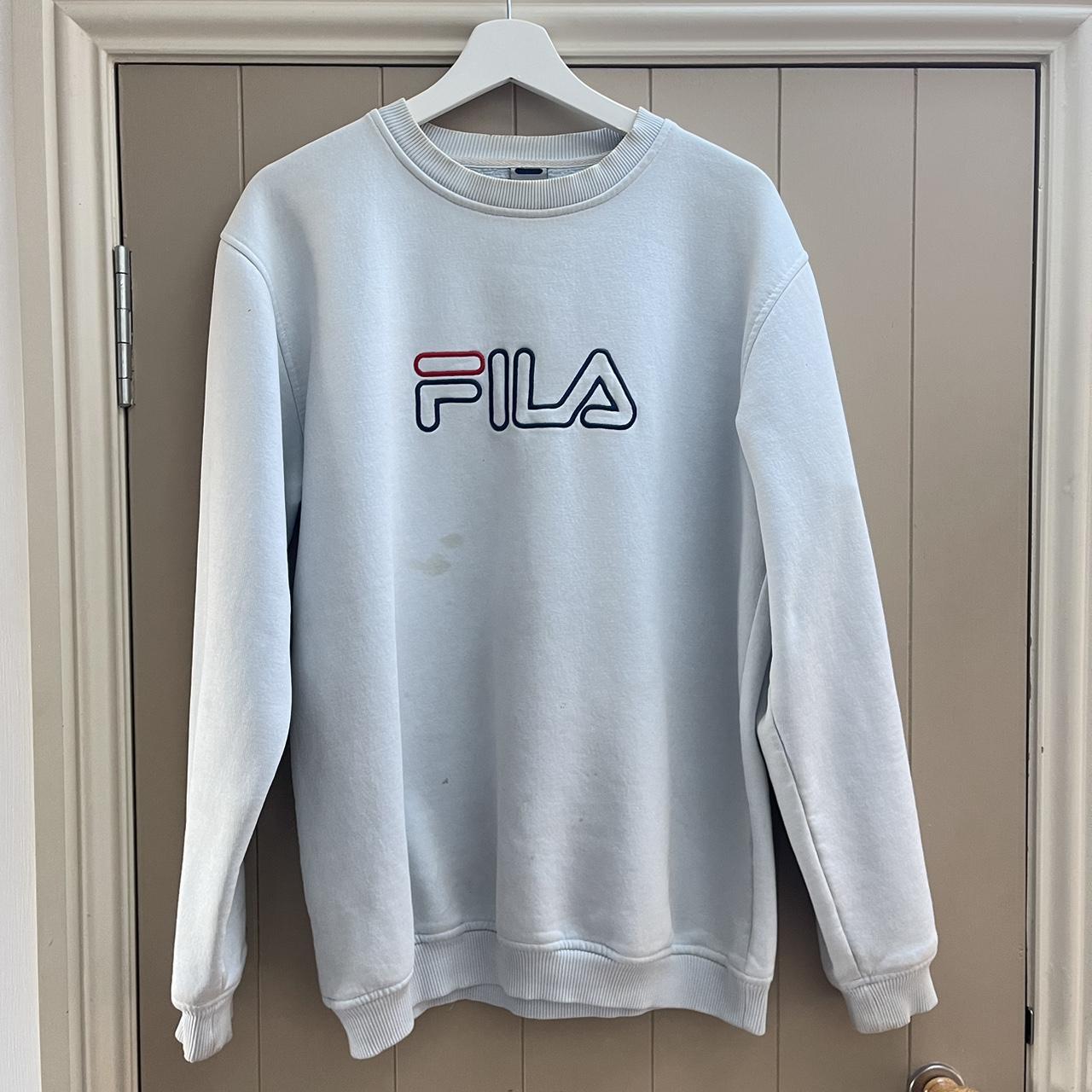 Baby blue fila sweatshirt hotsell