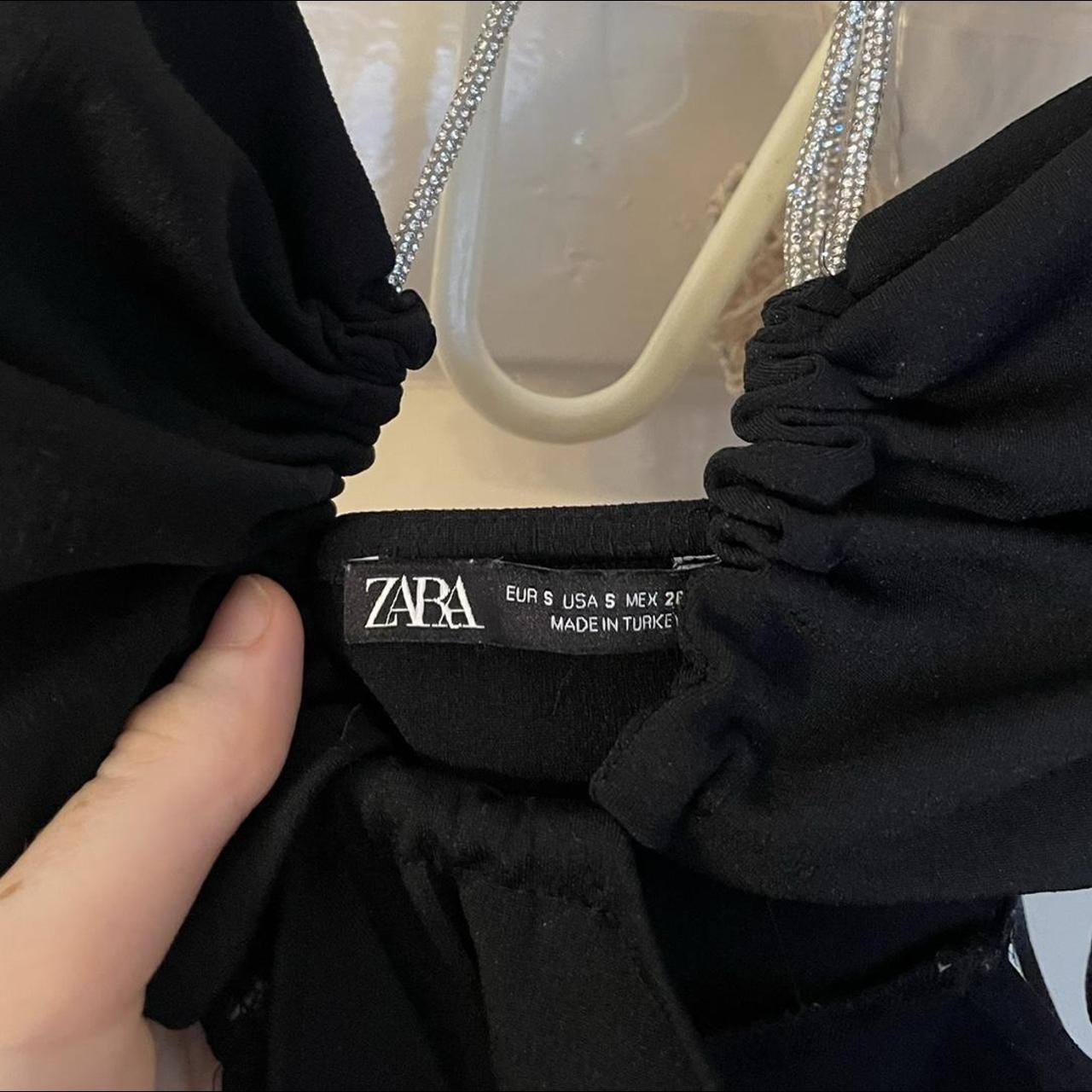 Zara Diamante tie strap black mini dress Size S Worn... Depop