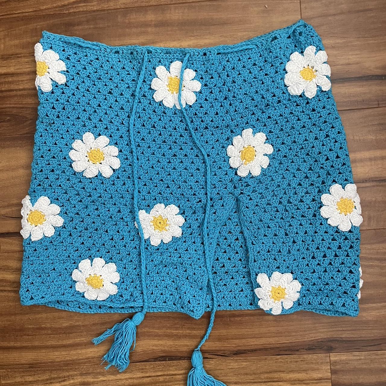 Crochet flower bikini skirt cover up. Crochet SET.... - Depop