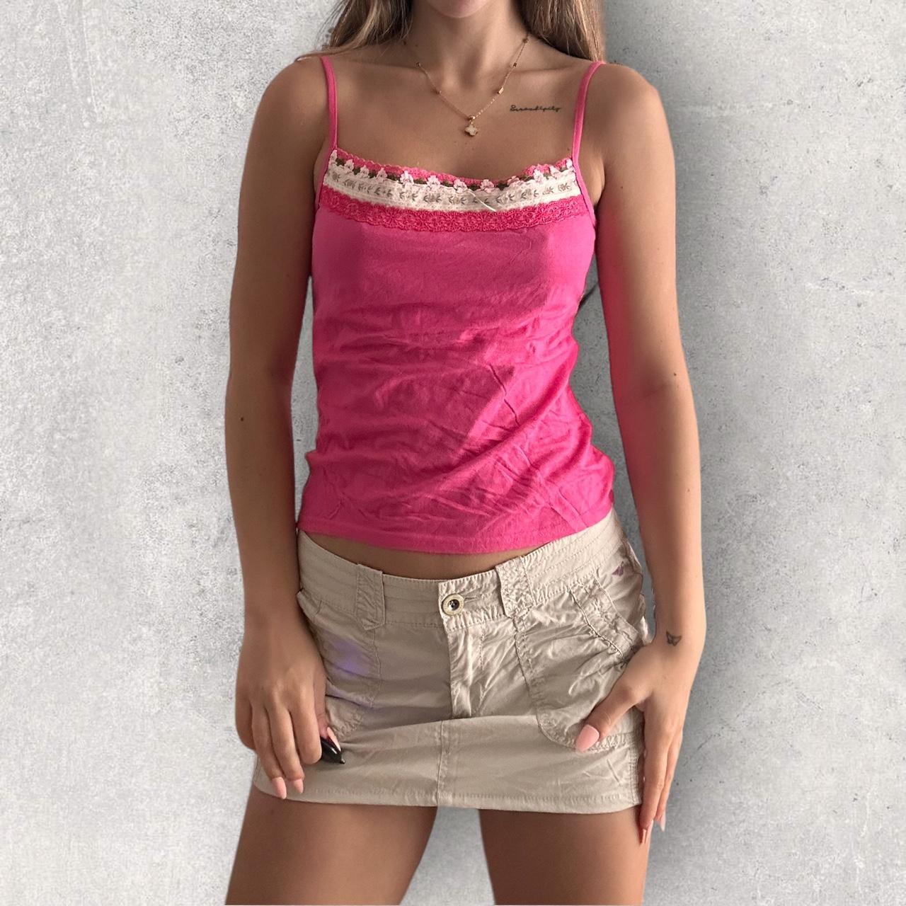 Vintage 2000’s y2k G.F hot pink cami tank top with... Depop