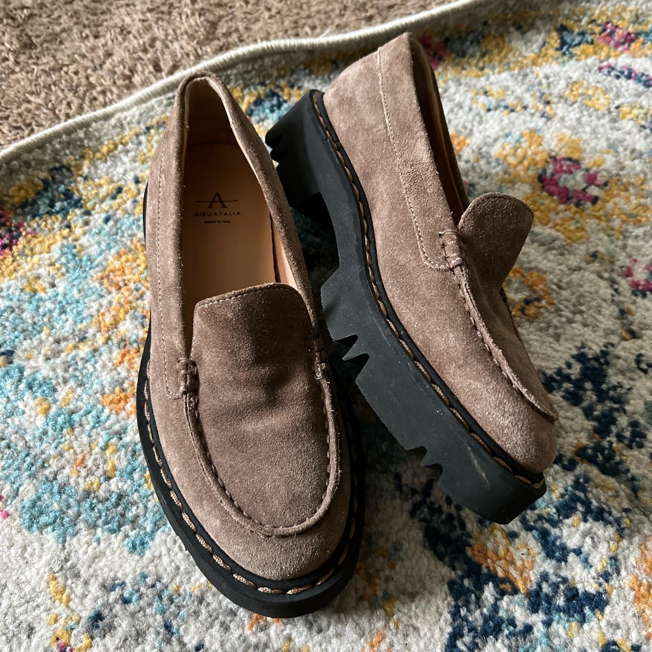 Aquatalia size 7.5 brown chunky loafers Super cute